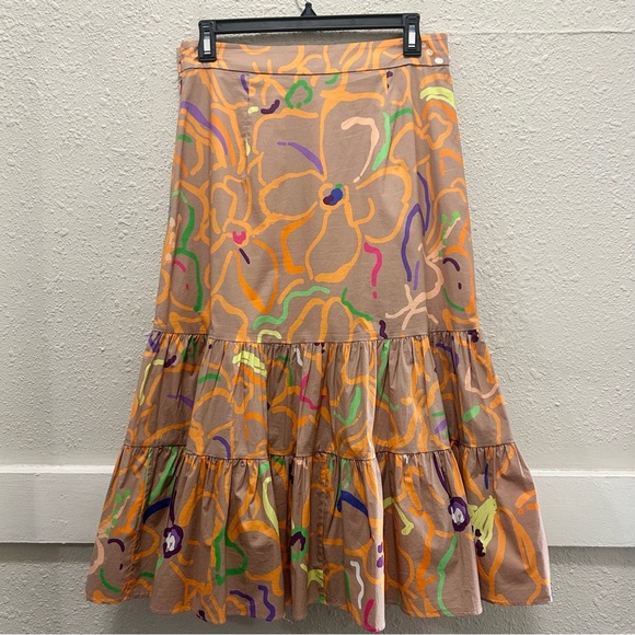 TANYA TAYLOR Women's Katli Floral Print Tiered MIDI Flounced Skirt Size 4 - Picture 7 of 10